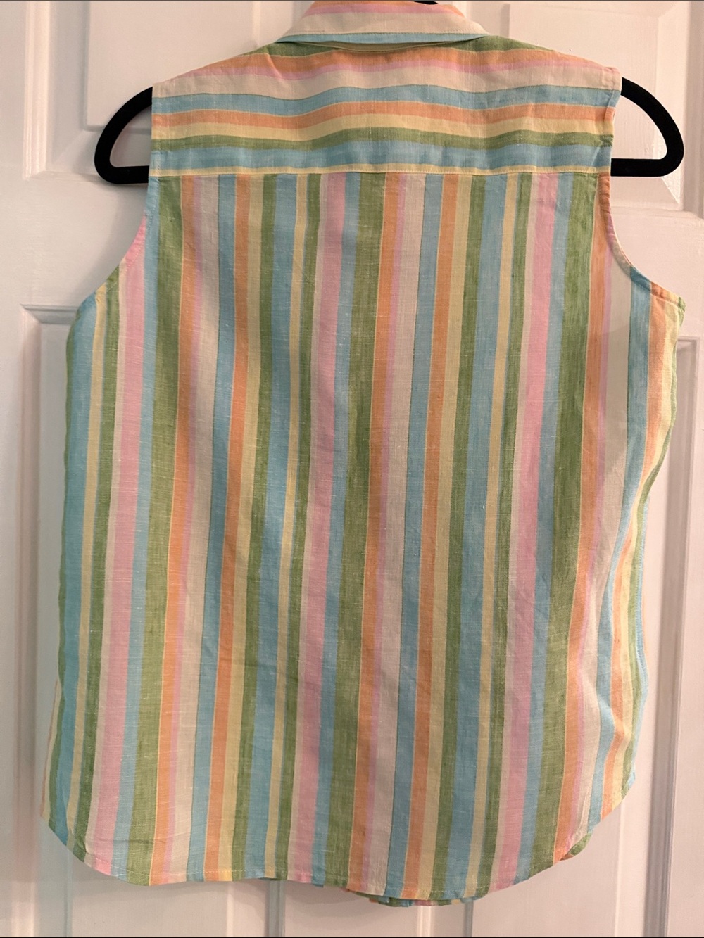 Lauren Ralph Lauren Pastel Multi-Stripe Sleeveless Button Front Top - Picture 3 of 5